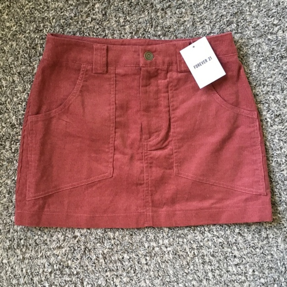 NWT Forever 21 Dusty Rose Corduroy Mini Skirt XS